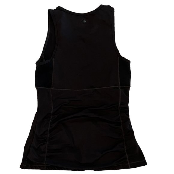 Like New Athleta Black Sleeveless Ruched & Seamed Tank Top Size Small - Picture 2 of 9